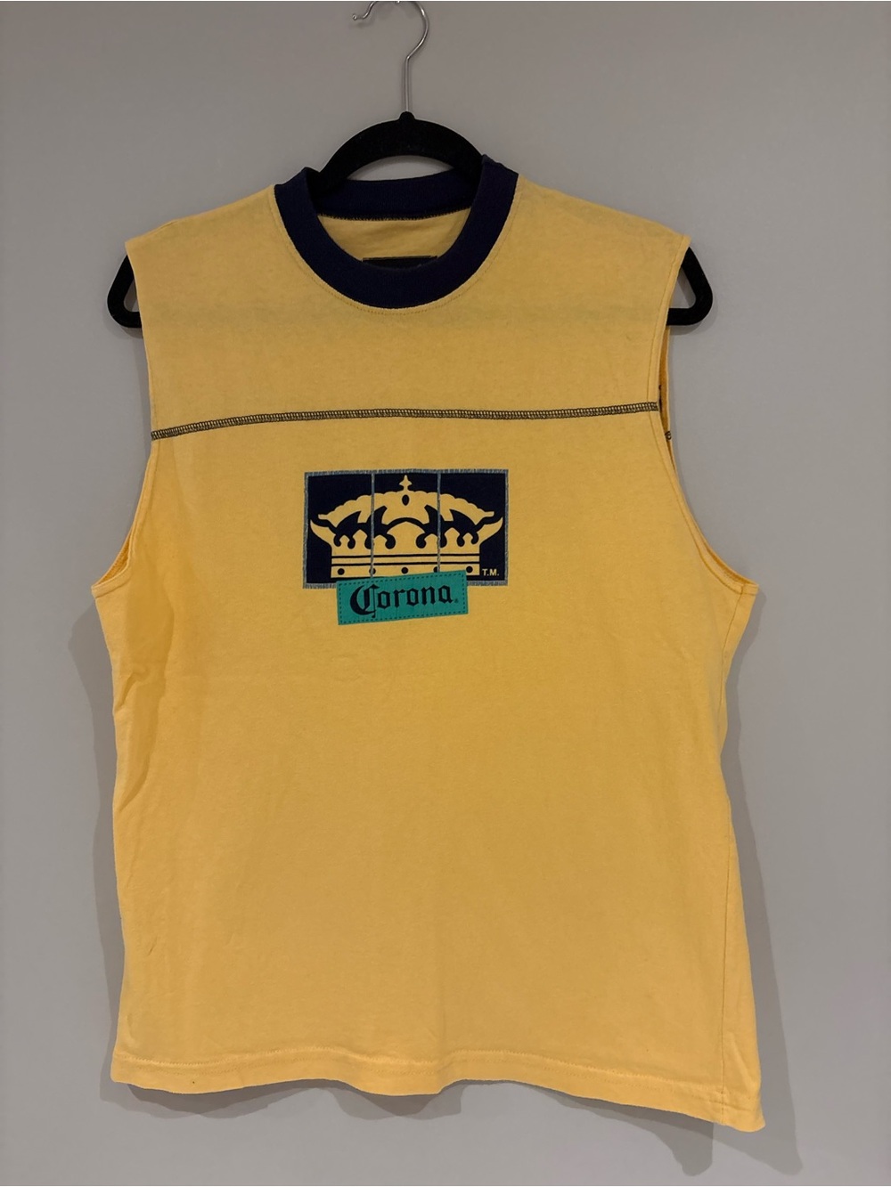 Corona Yellow Tank with Navy Trim and Crown Logo